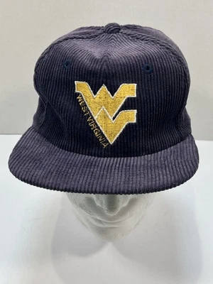 Vintage West Virginia Mountaineers Snapback Hat Plain Logo Corduroy NCAA Sports - Image 1 of 4