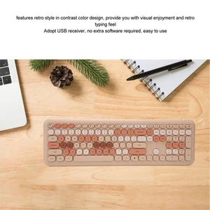 Keyboard Mouse Combo 2.4GHz Wireless Contrast Color 110 Round Keycaps Keyboa NEW - Afbeelding 1 van 12