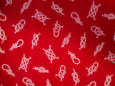 5-1/2 YDS WHITE KNOTS ON BRIGHT RED 100% COTTON CRANSTON VIP OOP 2007 - Image 1 of 3