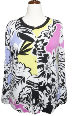 Camiseta deportiva Dana Buchman para mujer XL negra rosa colorida floral con lengüeta enrollable spandex Foto 1 de 4