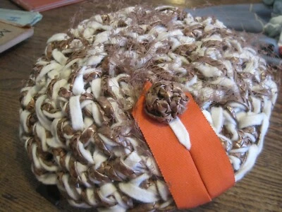 1950s CHANDA Beret/Tilt RAFFIA/FABRIC Ladies Hat&Netting-W/CHANDA LABEL - Image 1 of 4