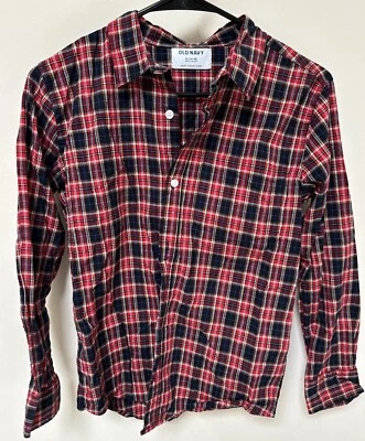 Camisa clásica a cuadros con botones azul marino antigua para niños talla XL 14-16 roja usada en excelente estado Foto 1 de 4