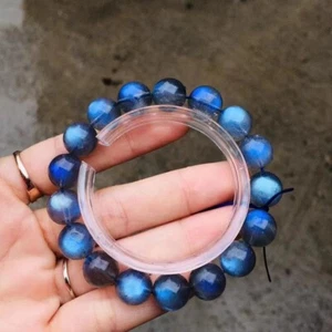 Natürliche Labradorit Armbänder kraftvolles rundes Kristall Perlenarmband 12 mm - Bild 1 von 5
