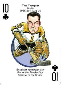 Tiny Thompson 10 of Clubs Boston Bruins Hockey Heros Caricature Playing Card - Picture 1 of 4
