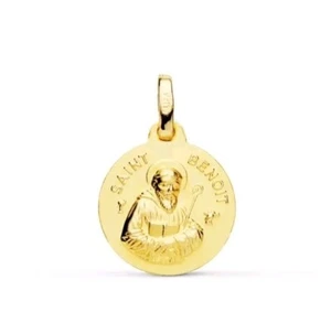 Colgante Oro 9k 375 mls. Medalla Saint Benoit 14 MM. - Imagen 1 de 3