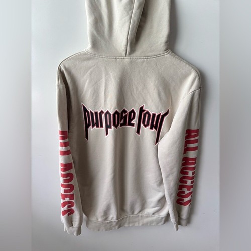 OFF WHITE Felpa con cappuccio Justin Bieber Purpose World Tour taglia small Staff All Access