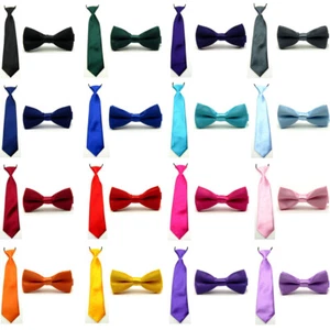 Baby Boy Bow Tie Necktie School Wedding Party Kids Bowtie Ties Matching Set - Picture 1 of 21