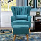 Sofa Wing Back Armchair Tub Chair Fabric Fireside Lounge And Foot Stool Bedroom