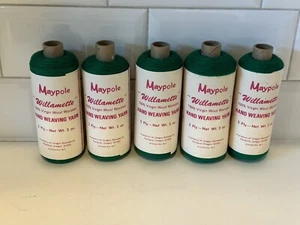 Maypole Willamette Virgin Wool Worsted Hand Weaving Yarn Lot 5 Snazzy Green 2ply - Picture 1 of 8