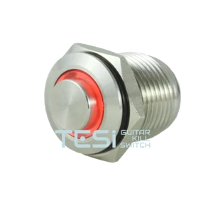 Tesi FILO 16MM LED Chitarra Pulsante Momentaneo Pulsante Kill Switch Acciaio Inox/Rosso - Foto 1 di 4
