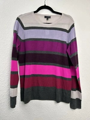 The Limited Womens Sz XL Striped Lightweight Sweater Pullover Colorblock Rainbow - Image 1 of 4