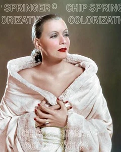 GRETA GARBO IN A LIGHT PINK COAT BEAUTIFUL COLOR PHOTO BY CHIP SPRINGER - Picture 1 of 1