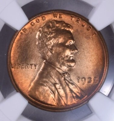 1935 Lincoln Wheat Penny Cent - NGC MS67 RD CAC - Super GEM!! - Image 1 of 3