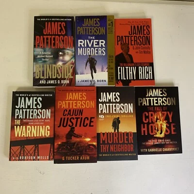 Lot of 7 Mass Market James Patterson Books: The River Murders, The Warning, Filt Foto 1 de 4
