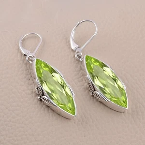 925 plata esterlina natural AAA calidad peridoto piedra pendiente joyería nup... - Imagen 1 de 3