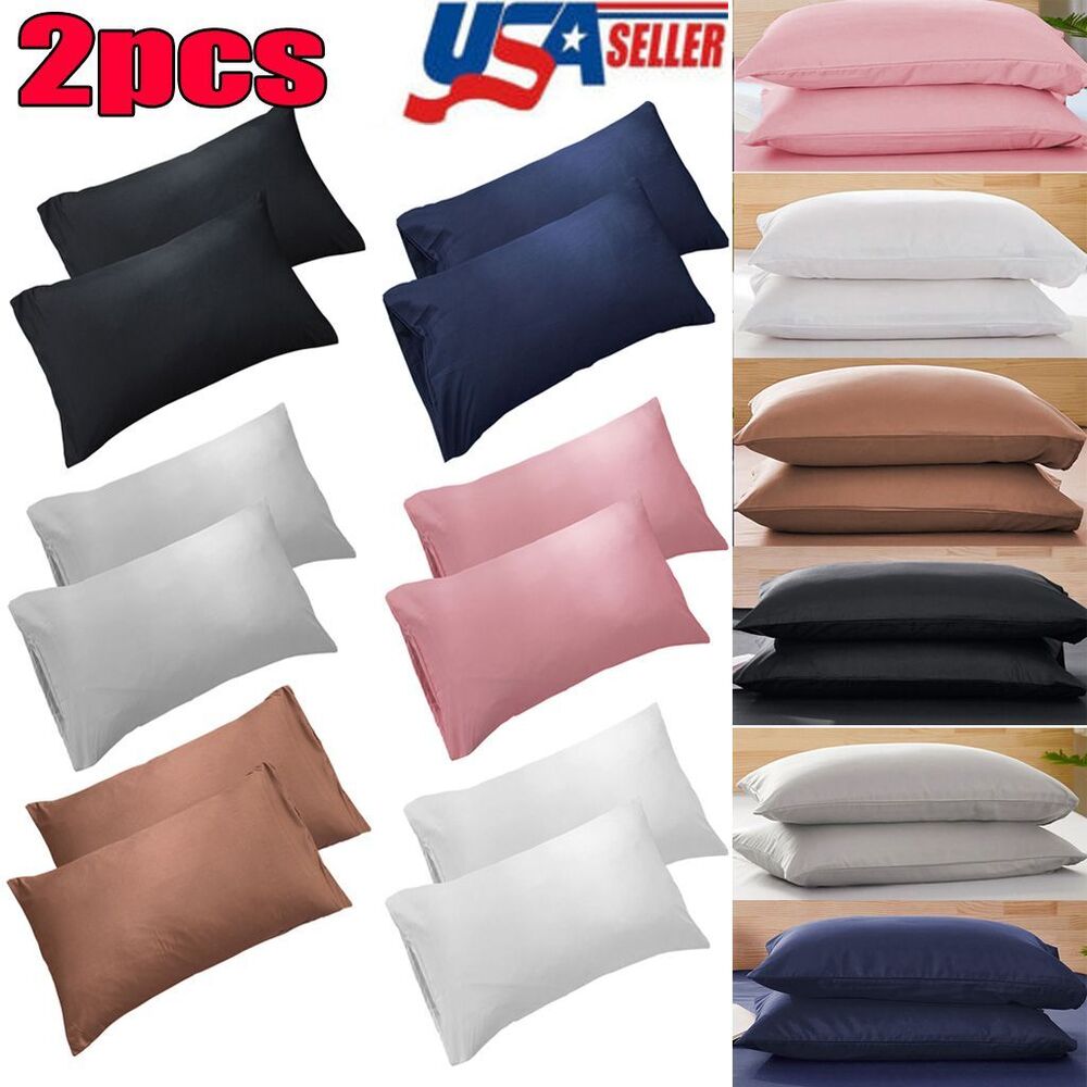 Silk Pillow Case Set Queen (standard) or King Pillowcase 2PCS Pillow Cases New