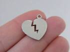 4 Broken Heart Charms Silver Stainless Steel H13