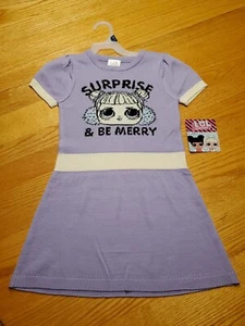 LOL Surprise girl's purple XS, Large Surprise & Be Merry Sweater Dress NWT - Picture 1 of 6