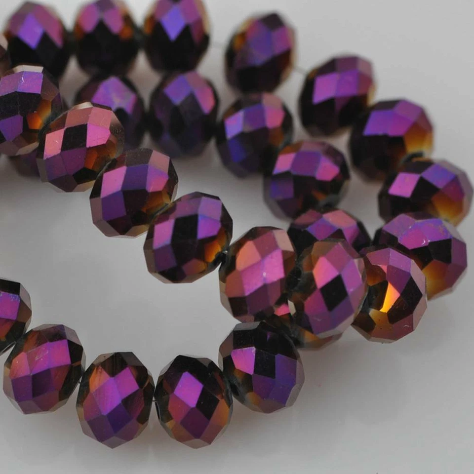3mm 4mm 6mm 8mm 10mm 12mm Rondelle Faceted Crystal Glass Loose Spacer Beads lot - Image 1 of 4