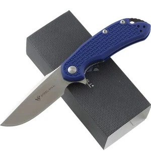 Steel Will Blue Cutjack C22M Linerlock Pocket Knife Satin Drop Point Blade - Picture 1 of 2