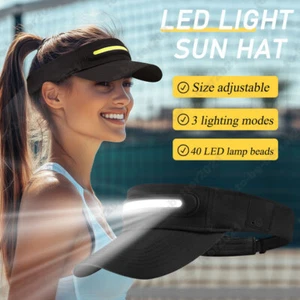 Sonnenhut Sun Visor Stirnband Sonnenschutz Hüte Kappe Hut Mütze mit Led-Licht - Bild 1 von 12