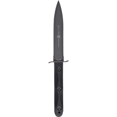 KA-BAR 1.125" Double-Edged Spear Point Blade EK Model 4 Knife w/ Sheath - Black - Image 1 of 2