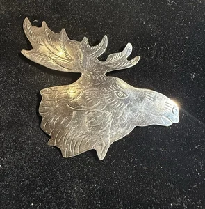 Navajo Signed Large Elk Pin Sterling Silver - Picture 1 of 5