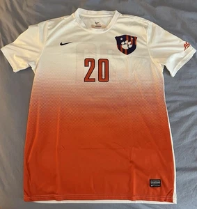 #20 Clemson Tigers Soccer Team Issue White/Orange Jersey Nike - Size Large - Picture 1 of 5