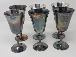 Antique De Uberti Italy Silverplate Goblet Set Of Six Silver Plated Wine Goblets - Picture 1 of 23