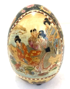 Vintage große Satsuma Moraige Geisha japanische Keramik Keramik Ei 6,6 Zoll - Bild 1 von 7