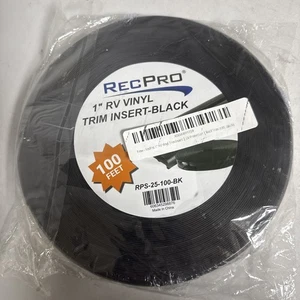 RecPro 1" RV Vinilo Inserto Borde Inserto Moldura Tornillo Cubierta Negro 100' - Imagen 1 de 2