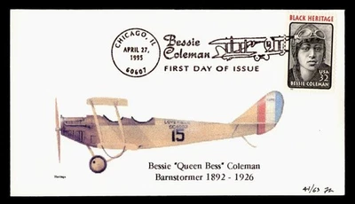 DR WHO 1995 FDC AVIATION BESSIE COLEMAN HERITAGE CACHET M60219 - Image 1 of 2