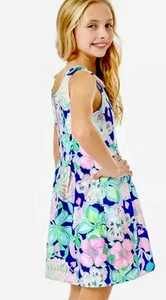 Lilly Pulitzer Girls Mini Linnet Dress Beak Calm Carry On Size 10 - Picture 1 of 13