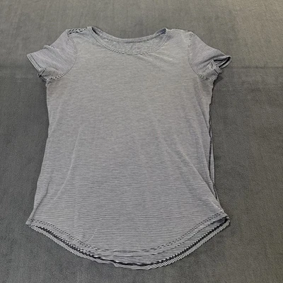 Camisa Lululemon Mujer 6 Negro Blanco Rayas Pima Algodón Love Crew III W3DMBS Foto 1 de 4