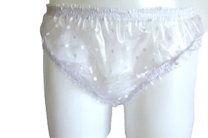 PVC Panty Briefs Polka Plastic Knickers Pants Underwear PVC U Like Glass Clear - Picture 1 of 7
