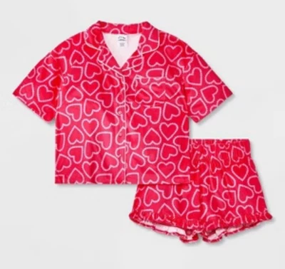 Art Class Target niñas talla XL (14) rosa rojo corazones 2 piezas SS ropa de dormir PJ’s nuevo con etiquetas Foto 1 de 4