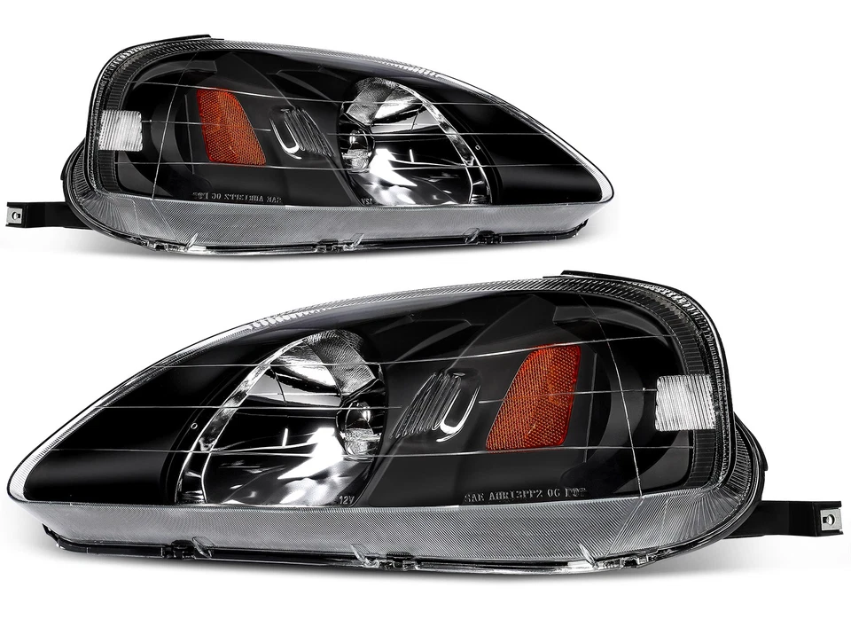 Conjunto de faros para Honda Civic 1999-2000 par de faros carcasa negra Foto 1 de 4