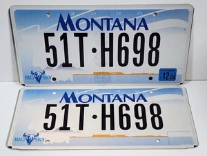 Montana License Plate Pair 51T-H698 Jefferson County Flat 2000 Base 12/04 Tag - Picture 1 of 10