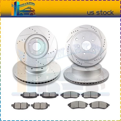 Front & Rear Brake Discs Rotors Ceramic Pads Fits Nissan Murano 2012-2014 Drill - Изображение 1 из 4