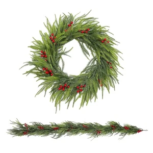Guirnalda Artificial Navidad Artificial Bayas Rojas Simulación Planta Noble - Imagen 1 de 7