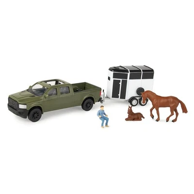 1/32 Green Pickup Truck with Horse Trailer & Figures by ERTL 47599 - Image 1 of 4
