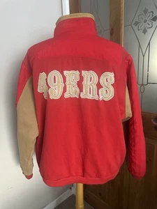 San Francisco 49ers Varsity Jacket Mens Large Red Apex One Lined Spellout NFL - Picture 1 of 15