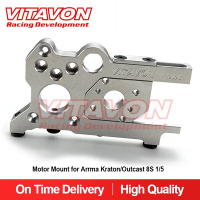Vitavon CNC aluminum #7075 Motor Mount for Arrma Kraton/Outcast 8S 1/5 Silver - Image 1 of 4