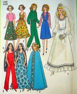 VTG SIMPLICITY 8281 SEW PATTERN FASHION DOLL CLOTHES 11.5/12.5 CAPE GOWN VEIL UC - Picture 1 of 3