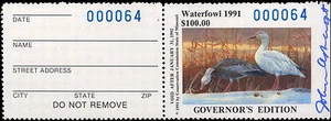 MISSOURI #13GH 1991 SELLO DE GOBERNADOR FIRMADO A MANO SOLO 100 HECHO #64 John Ashcraft - Imagen 1 de 2
