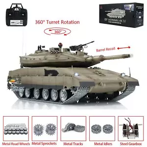 1:16 Henglong 7.0 Merkava RTR RC Tank 3958 360°Revolver Metall Getriebe Track - Bild 1 von 24