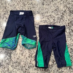 Speedo Boys Swim Jammer Shorts Pro LT & Pro Flex Eco EUC - 2 Pairs Sz 22 - Picture 1 of 4