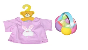 Lote de camisetas Build A Bear Bunny con cesta de huevos huevos pintados extraíbles - Imagen 1 de 2