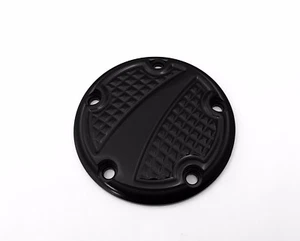 CHROME-E-O 5 Hole Points Cover Harley Davidson Touring Bagger TCAM ALL BLACK - Picture 1 of 2