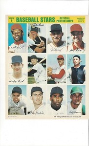 (2)1969 MLB Baseball Star Photostamps Uncut Sheet American League Series 2 & 4